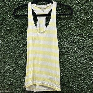 Aeropostale Lemon and White Striped Tank Top Y2K